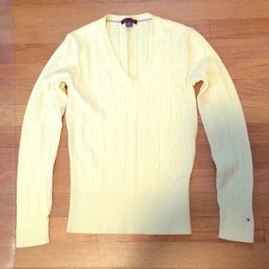 Yellow Tommy Hilfiger v neck sweater